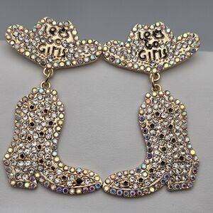 ✨2/$10✨ Cowgirl Hat & Boot Rhinestone Earrings 2" Western Fun Party Sparkly